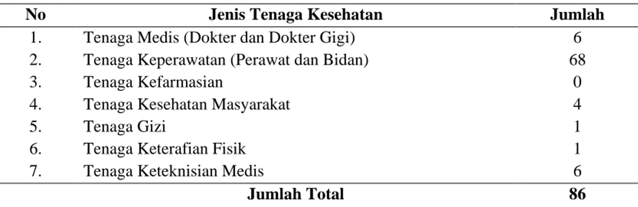 Tabel 1.1.  Data  Jumlah  Tenaga  Kesehatan  pada  Puskesmas  Perawatan                                       Kota Blangkejeren Kabupaten Gayo Lues Tahun 2012 