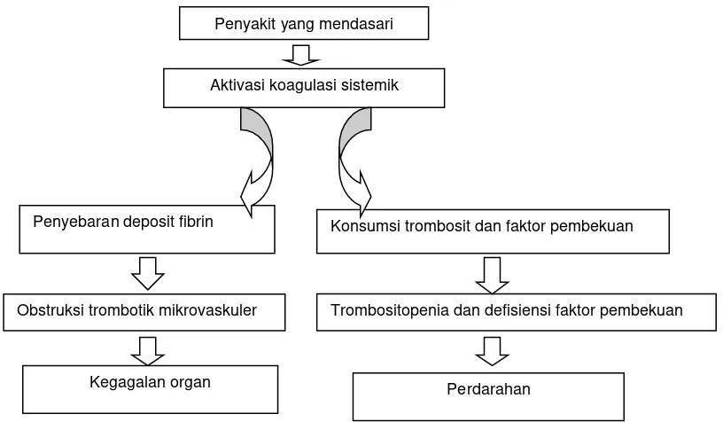 Gambar 1. Mekanisme gambaran klinis koagulasi intravaskuler diseminta(31). 
