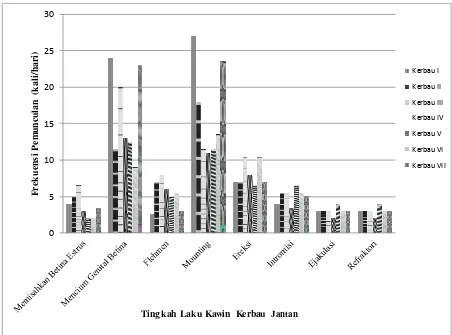 Gambar 3. Grafik rataan frekuensi tingkah laku kawin kerbau jantan 