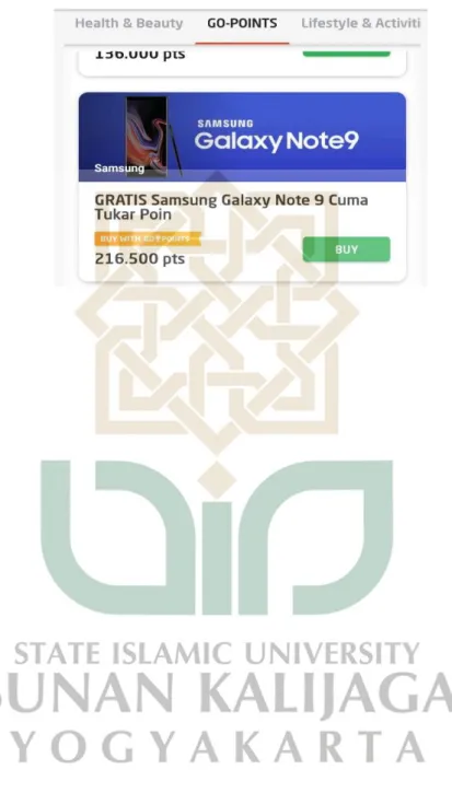 Gambar 8. Besaran point yang harus ditukar dengan hadiah gopoints. 