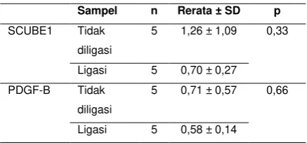 Gambar 1. Grafik ekspresi PDGF-B dan SCUBE 1 