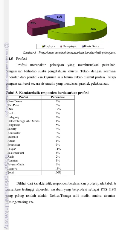 Tabel 5. Karakteristik responden berdasarkan profesi 