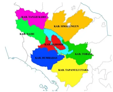 Gambar 2.4. Peta Tujuh Kabupaten Kaldera Toba 