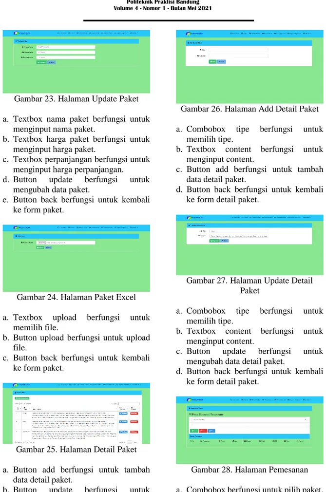 Gambar 23. Halaman Update Paket  a.  Textbox  nama  paket  berfungsi  untuk 