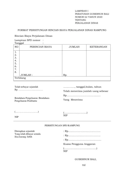 FORMAT PERHITUNGAN RINCIAN BIAYA PERJALANAN DINAS RAMPUNG