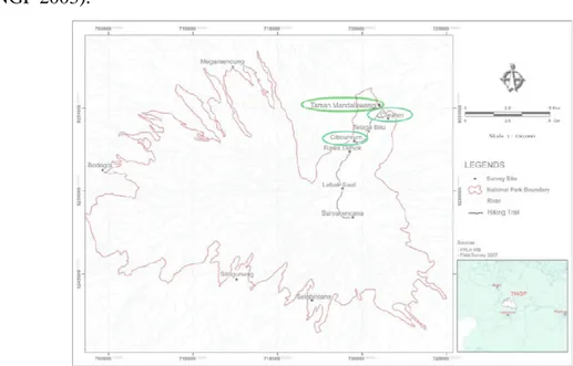 Gambar 4   Peta kawasan Taman Nasional  Gunung Gede