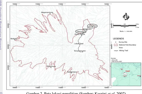 Gambar 2  Peta lokasi penelitian (Sumber: Kusrini et al. 2007). 
