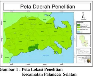 Gambar 1 : Peta Lokasi Penelitian                        Kecamatan Palangga  Selatan     Sumber Peta: RTRW Kabupaten Konawe Selatan 
