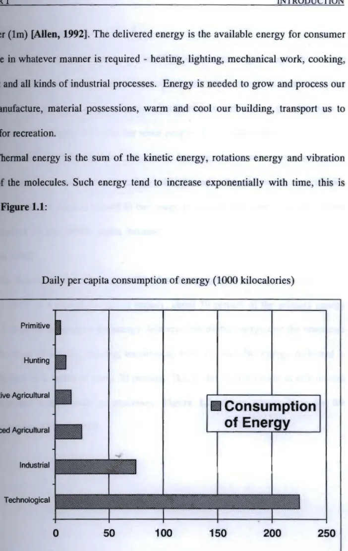 Figure 1.1 Consumption of energy  in the development of human society  [Allen,  1992]