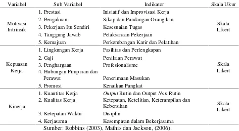 Tabel 3.2. Operasionalisasi variabel penelitian 
