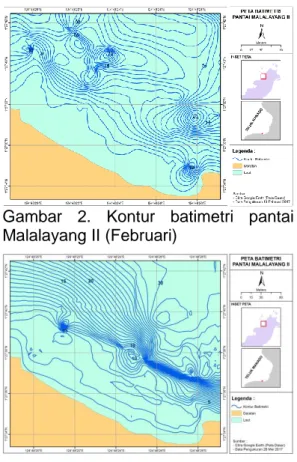Gambar  2.  Kontur  batimetri  pantai  Malalayang II (Februari) 