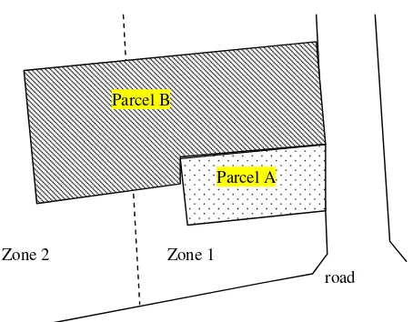Figure 1. Illustration of the parcels located in two or more value zones