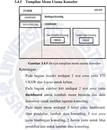 Gambar 3.4.5 Design tampilan menu utama konselor 