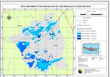 Gambar 1. Peta Distribusi Transparansi Secchi Disk Danau Rawapening 