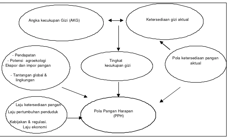 Gambar 1.  Faktor – faktor yang perlu dipertimbangkan dalam penyusunan PPH Di Indonesia, PPH telah digunakan sebagai basis perencanaan dan penilaian kecukupan gizi seimbang  pada tingkat makro