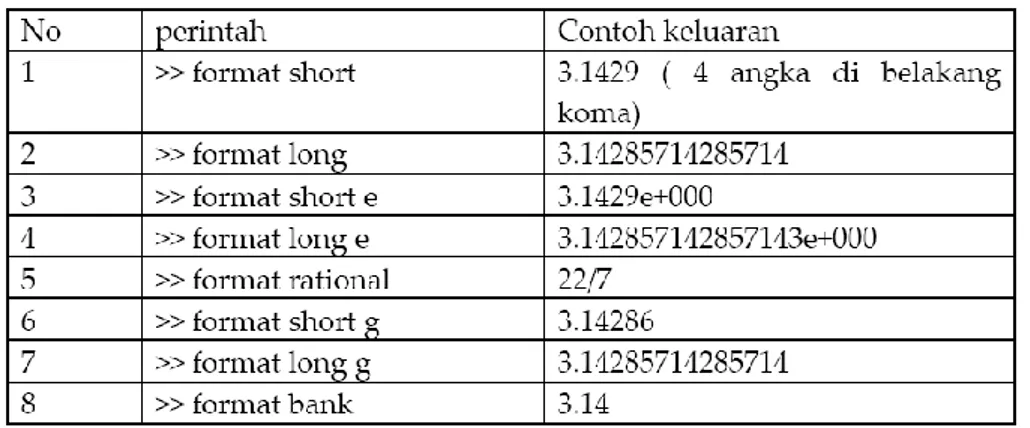 Tabel 2.1. Format penulisan angka. 
