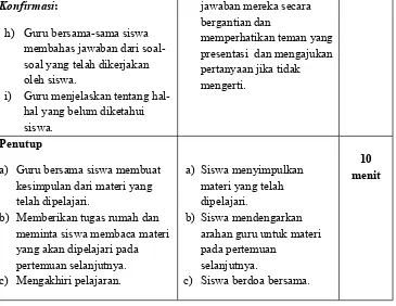 Tabel 3.9Tahap Pelaksanaan Pembelajaran Kelas Kontrol