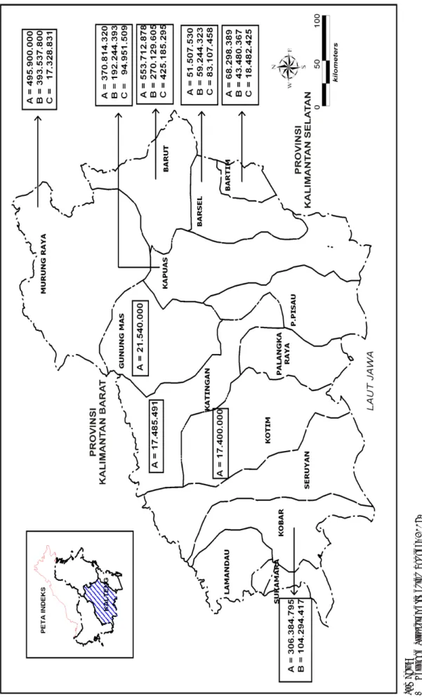 Gambar 1.Peta potensi penyebaran batubara di Provinsi Kalimantan Tengah