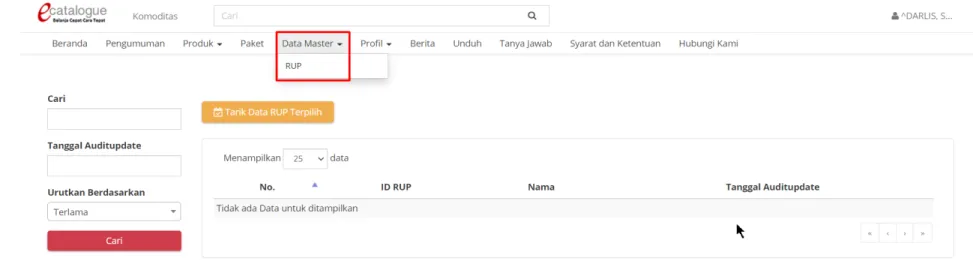 Gambar 9. Halaman Menu Data Master   