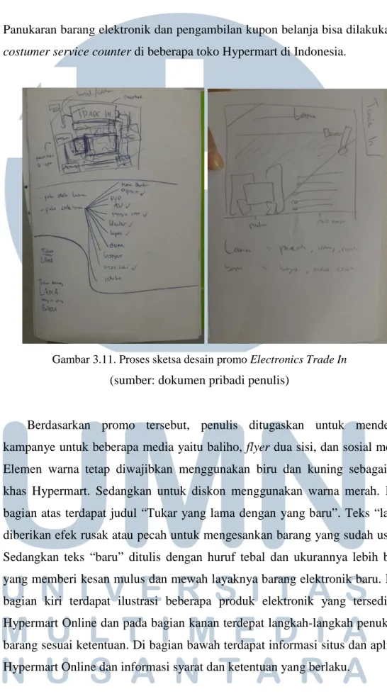 Gambar 3.11. Proses sketsa desain promo Electronics Trade In  (sumber: dokumen pribadi penulis) 