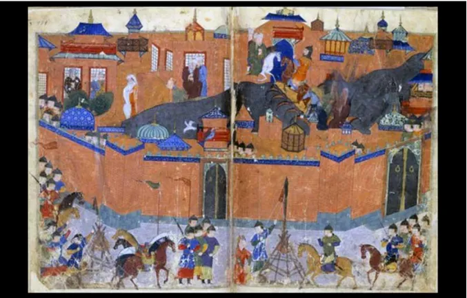 Gambar  3. Lukisan penaklukan kota Baghdad (sumber: wikipedia.com) 