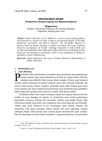 Pendidikan Islam Pengertian Ruang Lingkup Dan Epistemologinya 6391