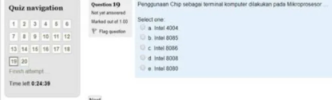 Gambar 3. Tampilan Quiz pada Moodle 