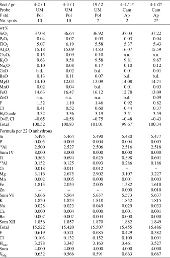 Table 9. Selected analyses of biotite in sample 121401E.