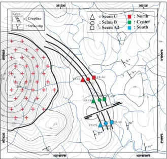Fig. 9. Map of distribution pattern of coal layer of research area 