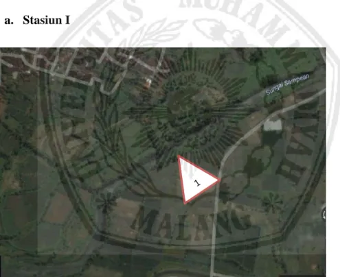 Gambar 3.1 Peta lokasi penelitian pada stasiun I Sungai Sampean Lama  