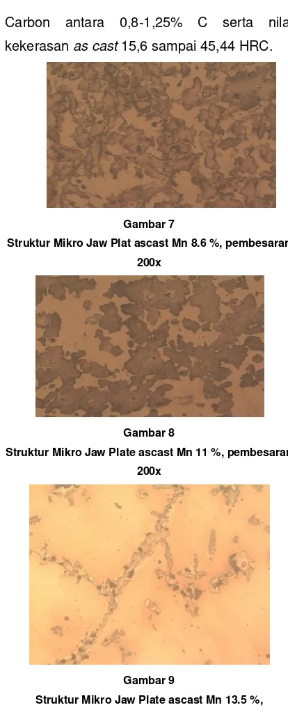 Gambar 9  Struktur Mikro Jaw Plate ascast Mn 13.5 %, 