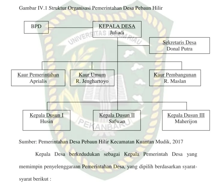 Gambar IV.1 Struktur Organisasi Pemerintahan Desa Pebaun Hilir
