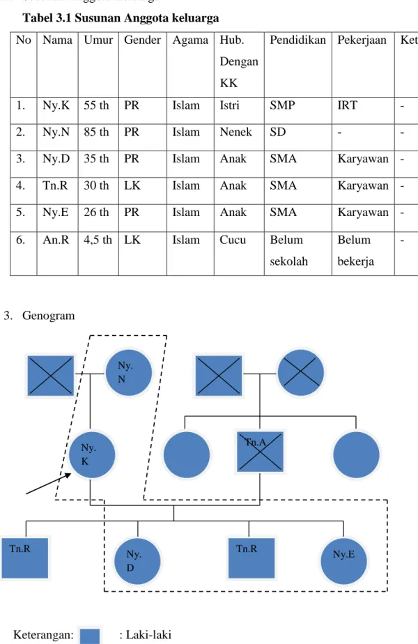 Tabel 3.1 Susunan Anggota keluarga 