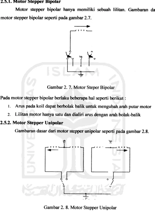 Gambar 2. 7. Motor Steper Bipolar Pada motor stepper bipolar berlaku beberapa hal seperti berikut: