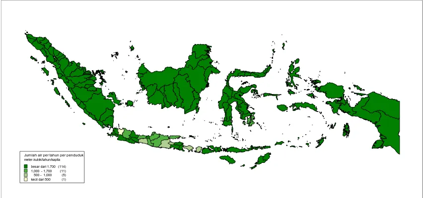 Gambar 1 Indeks Falkenmark pada wilayah sungai di Indonesia 