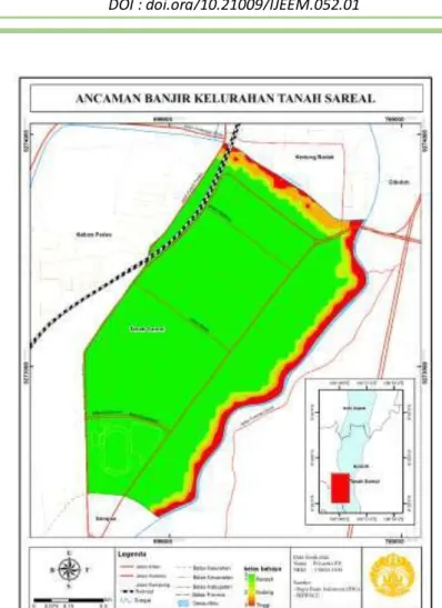 Gambar 6. Peta Ancaman Bencana Banjir di Kelurahan Tanah Sareal 