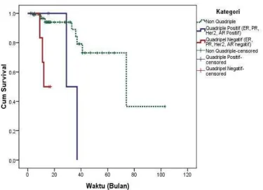 Gambar 1. Analisis Kaplan Meyer pengelompokan 4 Marker IHK (ER, PR, HER-2 dan AR)  