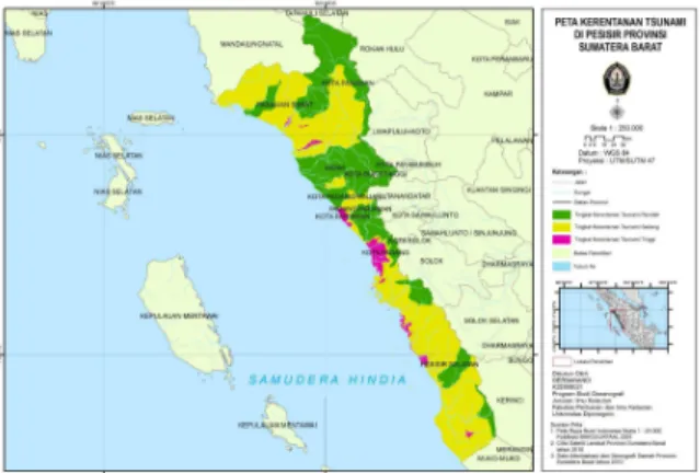 Gambar 8. Peta Kerentanan Ekonomi  Berdasarkan  peta  kerentanan  ekonomi  terhadap  tsunami di pesisir Provinsi Sumatera Barat, terdapat 