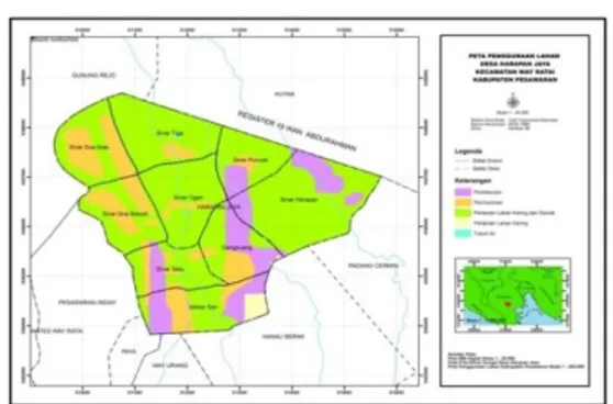 Gambar 8. Peta Bahaya Longsor Desa Harapan Jaya Tahun 2017.  Dari gambar 8, dapat dijelaskan bahwa 