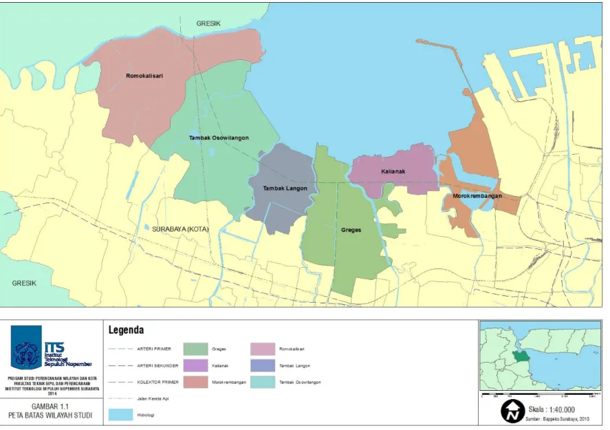Gambar 1.1 Peta Wilayah Studi  Sumber : Penulis, 2014 