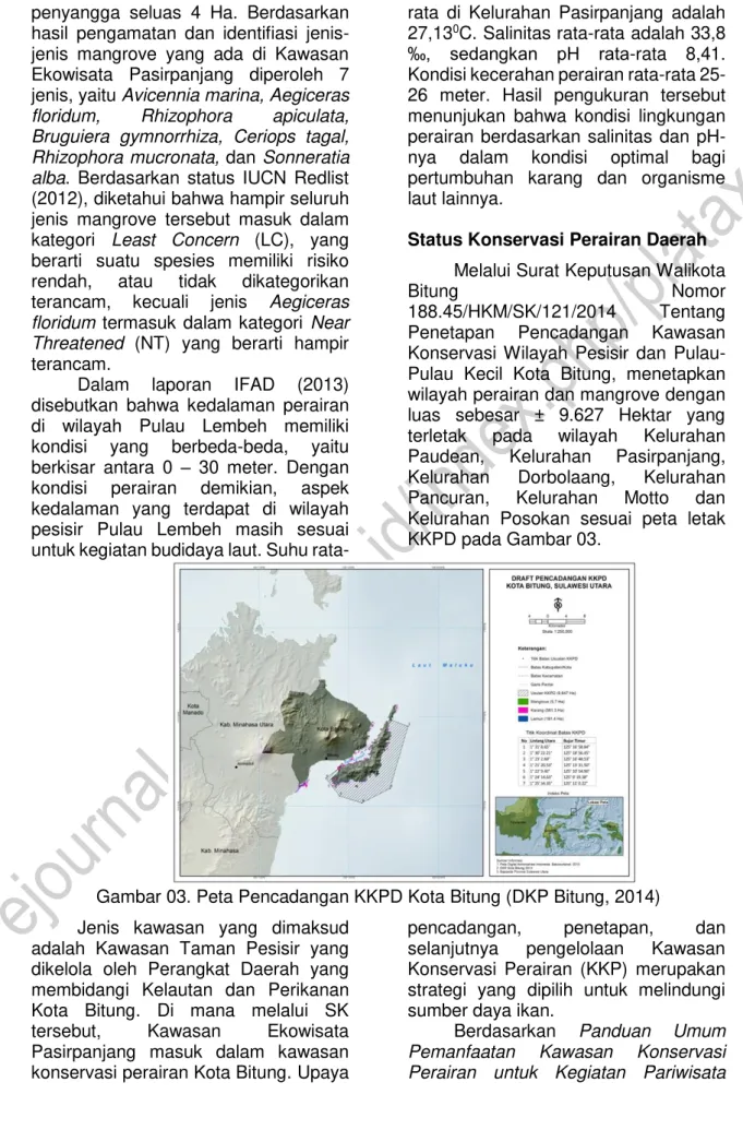 Gambar 03. Peta Pencadangan KKPD Kota Bitung (DKP Bitung, 2014)  Jenis  kawasan  yang  dimaksud 