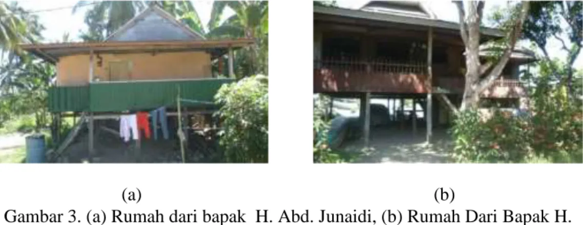 Gambar 3. (a) Rumah dari bapak  H. Abd. Junaidi, (b) Rumah Dari Bapak H.  Batari. Rumah masyarakat Desa Kajuara, Kabupaten Bone