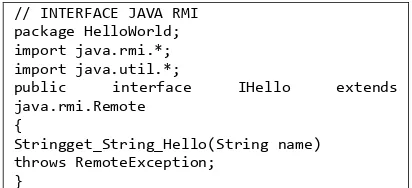 Gambar 5. Potongan kode program interfaceJAVA RMI.  