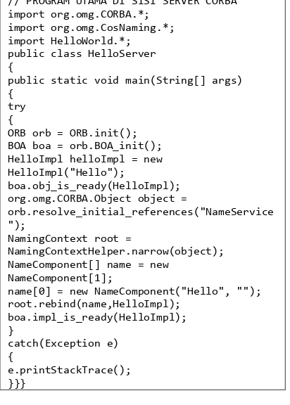 Gambar 9. Potongan kode program utama di sisi server 