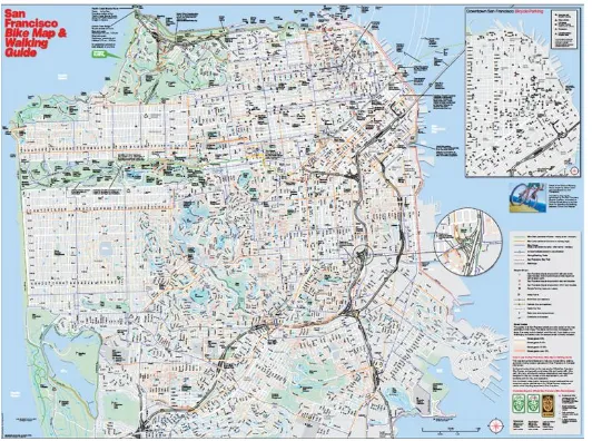 Gambar 2.4 Peta jalur sepeda dan jalur pejalan kaki di San Fransisco 
