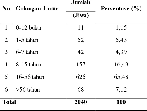 Tabel 4. Distribusi Penduduk Menurut Golongan Umur di Desa Matang Ara Jawa Tahun 2011 