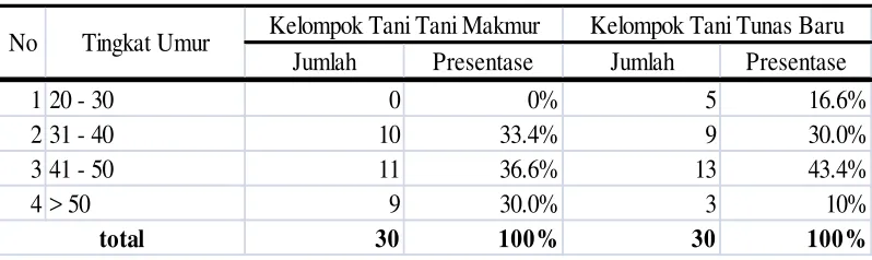 Tabel 13. Jumlah dan Presentase Sampel berdasarkan Umur 