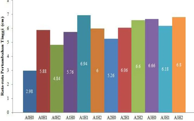 Gambar 3. Rata-rata pertambahan tinggi tanaman 12 minggu setelah tanam. 