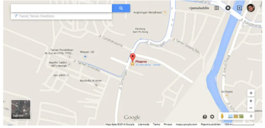 Gambar 1. Peta lokasi Masjid Al-Ikhlas PT. Phapros Semarang sesuai dengan google map 