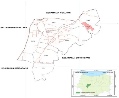 Gambar Peta Lokasi TPA Jatibarang Semarang  Keterangan :                                                            Timur    : East                                                  Selatan : South                                                  Utara    :